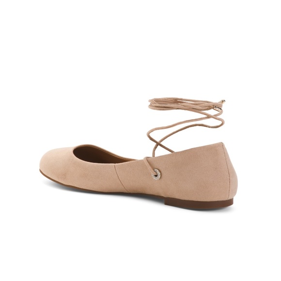 Jessica Simpson Bingley Lace Up Ballet Flats Almond Microsuede Women’s Size 7.5 - Picture 4 of 10